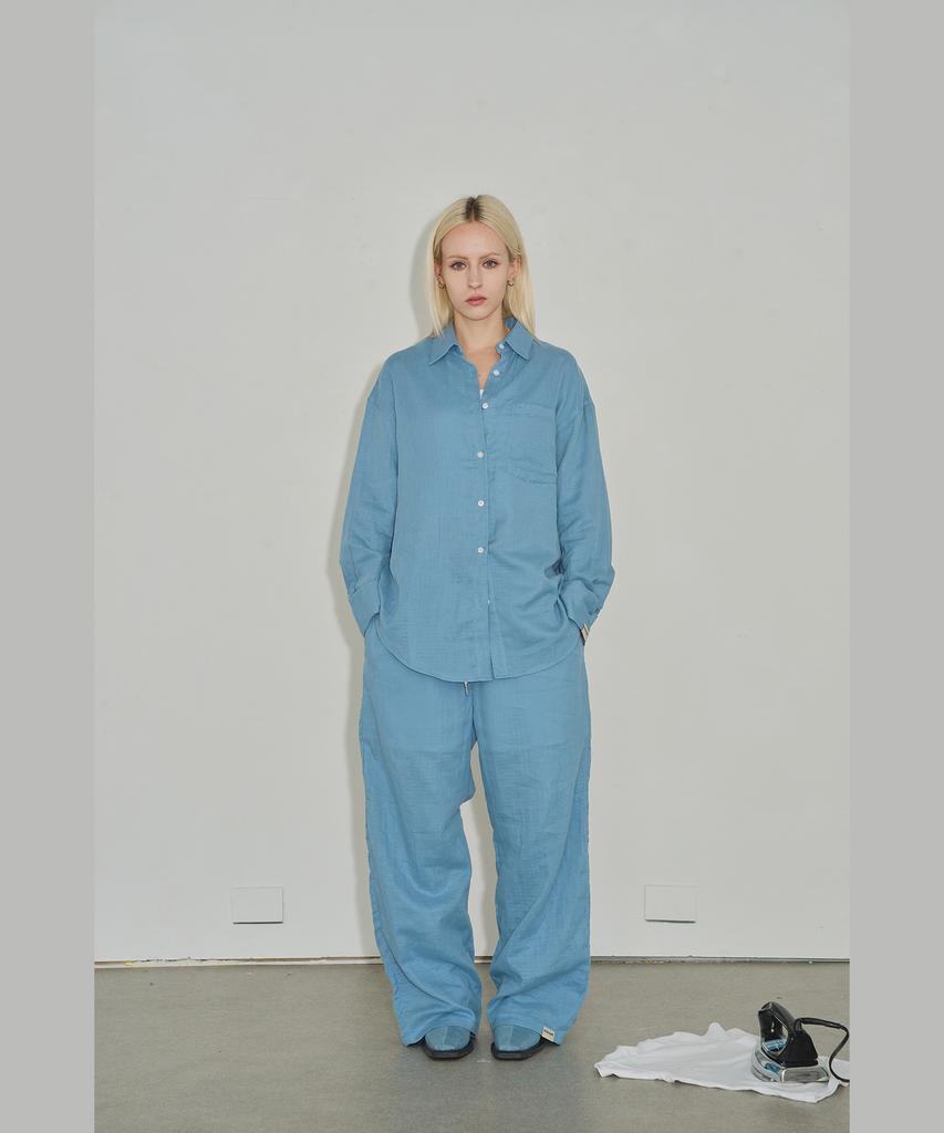 KINGKIM Label Lounge Shirt - Sky Blue