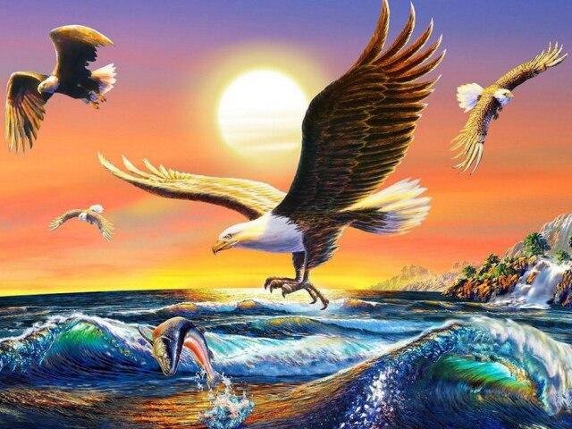 DIY Diamond Embroidery Animal 5D Diamond Painting Kits Eagle Cross Stitch Beaded Embroidery Rhinestones Art Wall Decor