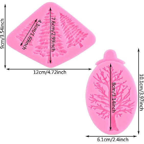 ZiXiang Christmas Tree Fondant Cake Silicone Mold For Xmas Birthday Party DIY Cake Decorating Cupcake Topper Polymer Clay Candy Chocolate Gum Paste