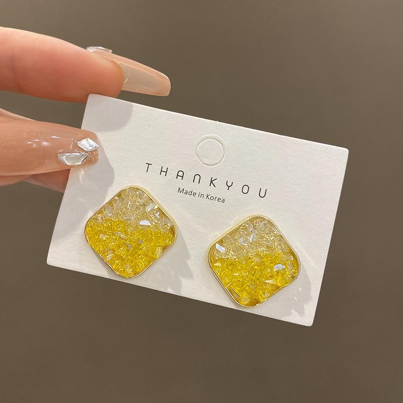 Geometric Color Square Earrings Women's Light Luxury Design Stud Earrings Ears