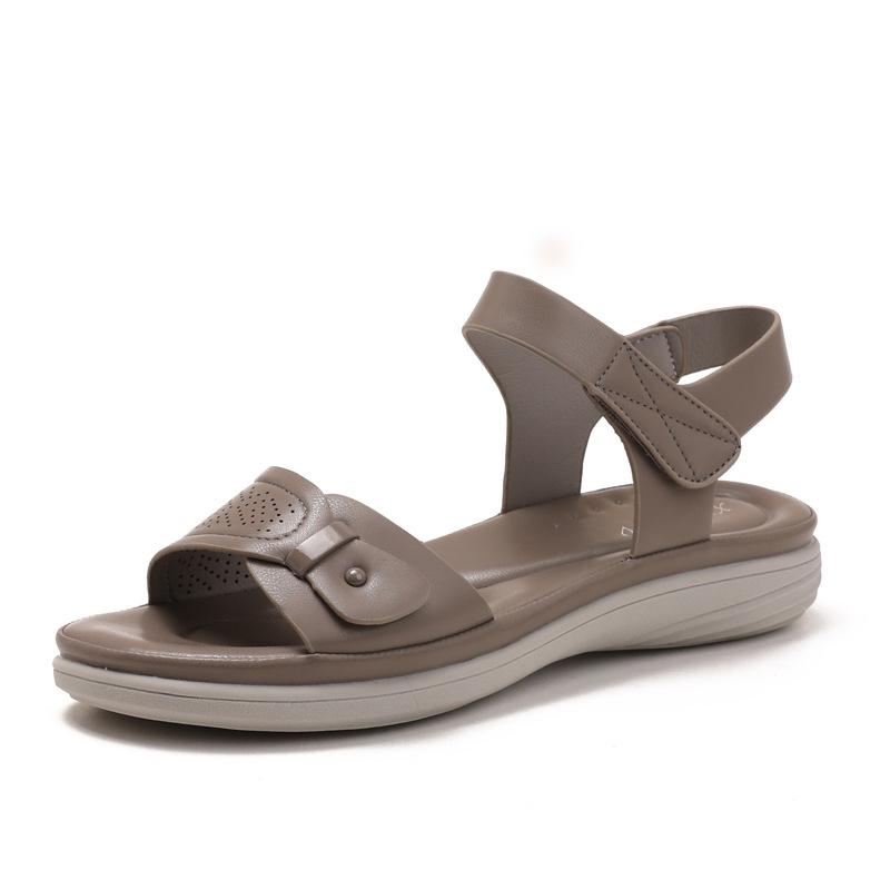 

Сандалии на высоком каблуке для женщин, легкие и повседневные, универсальные, на толстой подошве, римские туфли с одним ремешком 42 серый