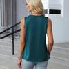 Women Summer Sleeveless O Neck pleated solid color Slim Fit Vest Top