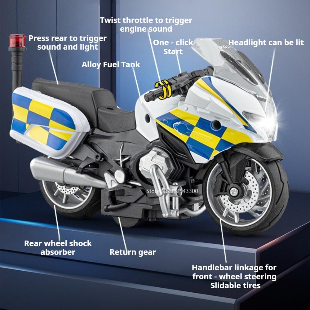 1:1:14 Modellmotorrad R1250RT Spielzeugauto Musik Licht Rückzieh-Motorräder Simulations-Polizeiauto Modelle für Kinder's Edutainment