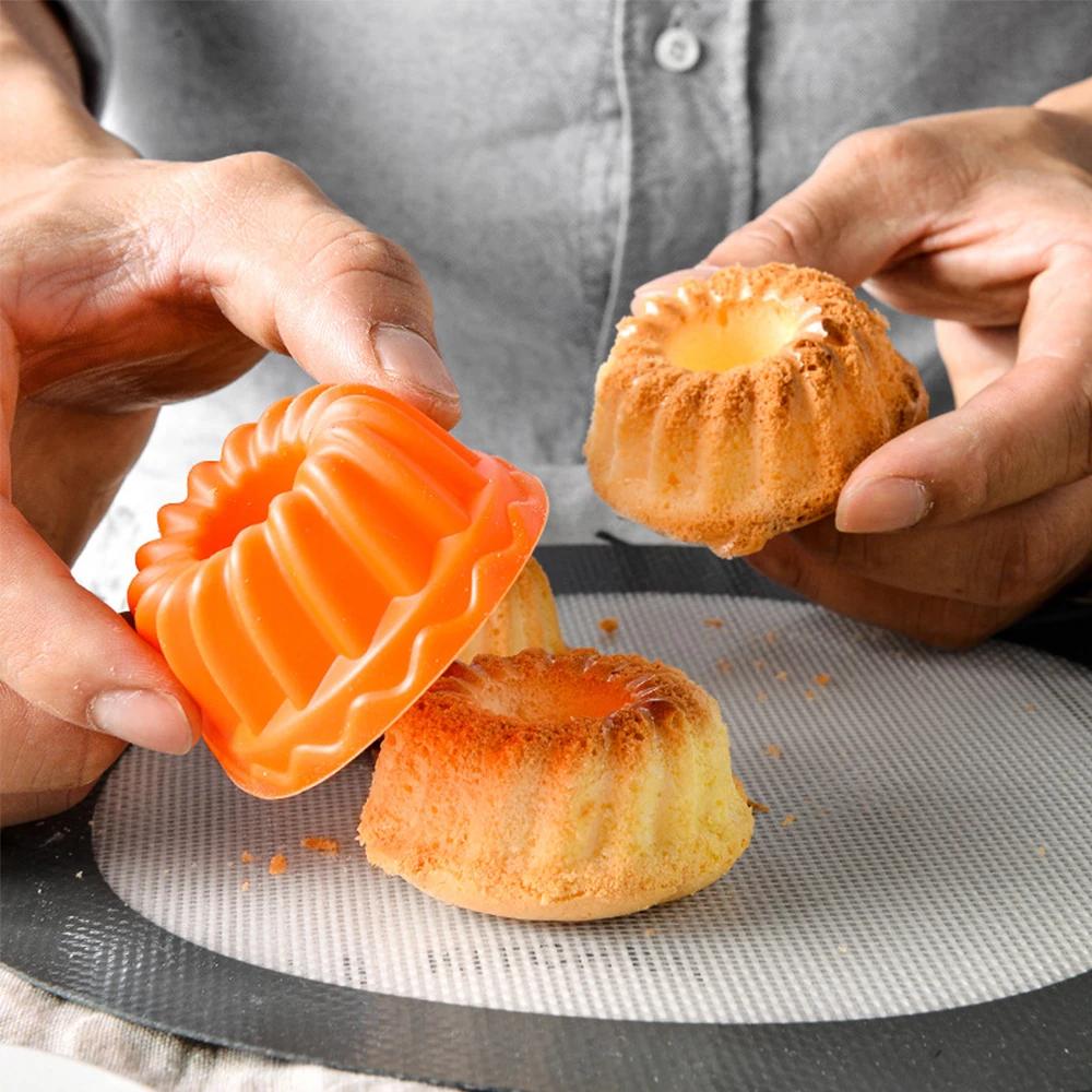 6Pcs Silicone Cake Molds Muffin Cake Cups Egg Tart Cupcake Dessert Baking Mold Bakeware Tools Color Random