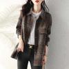 Shirt Coat for Women Casual Oversize Cardigan Double Layer Vintage Windbreaker Plaid Shirt Jacket