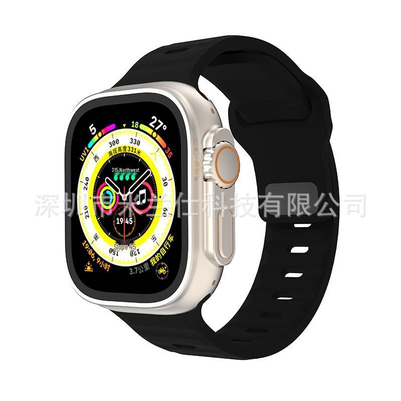 iWatch7 Diamond Buckle Horizontal Stripe S9 Silicone Strap for Apple Watch 8/Ultra
