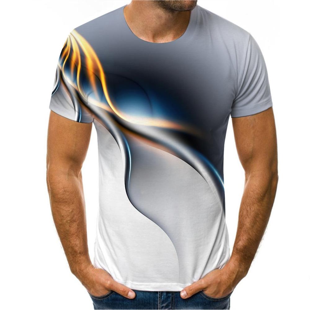 Graffiti-Malerei, Farbverlauf, 3D-Digitaldruck, trendiges Herren-T-Shirt, Rundhalsausschnitt, kurzärmeliges Oberteil