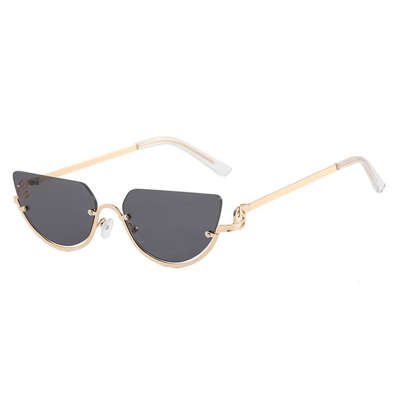 Fashion Small Polygon Sunglasses Women'S New Brand Metal Half Frame Sun Glasses Ladies Sexy Cat Eye Eyewear Shades