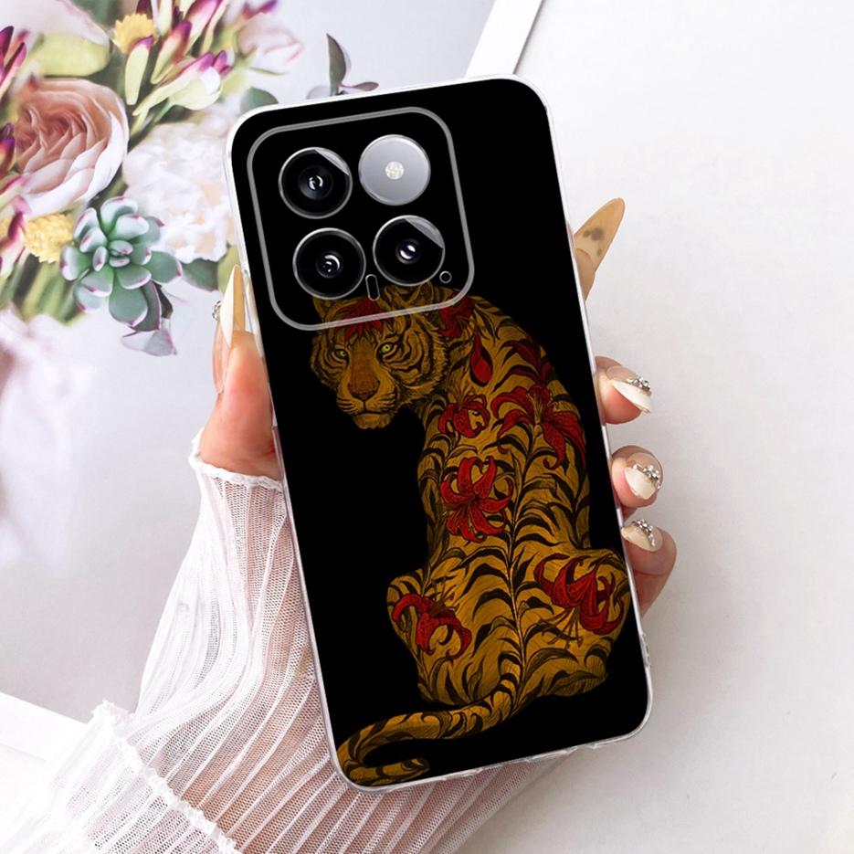 For Xiaomi Mi 14 Pro Case Cute Lion Fashion Painted Cover Soft Silicone Slim Phone Case For Xiaomi 14 Pro Mi14 Pro Fundas Bumper