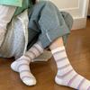 Girls Colorful Polka Dot Striped Socks Kids Mid Calf Socks Ins Trendy Pure Cotton Summer Thin Mesh Breathable Long Spring Summer