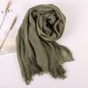 Spring Summer New Solid Color Woolen Cotton and Hemp Scarf Tassel Art Shawl Summer Print Versatile Cotton and Hemp Fashion Trend