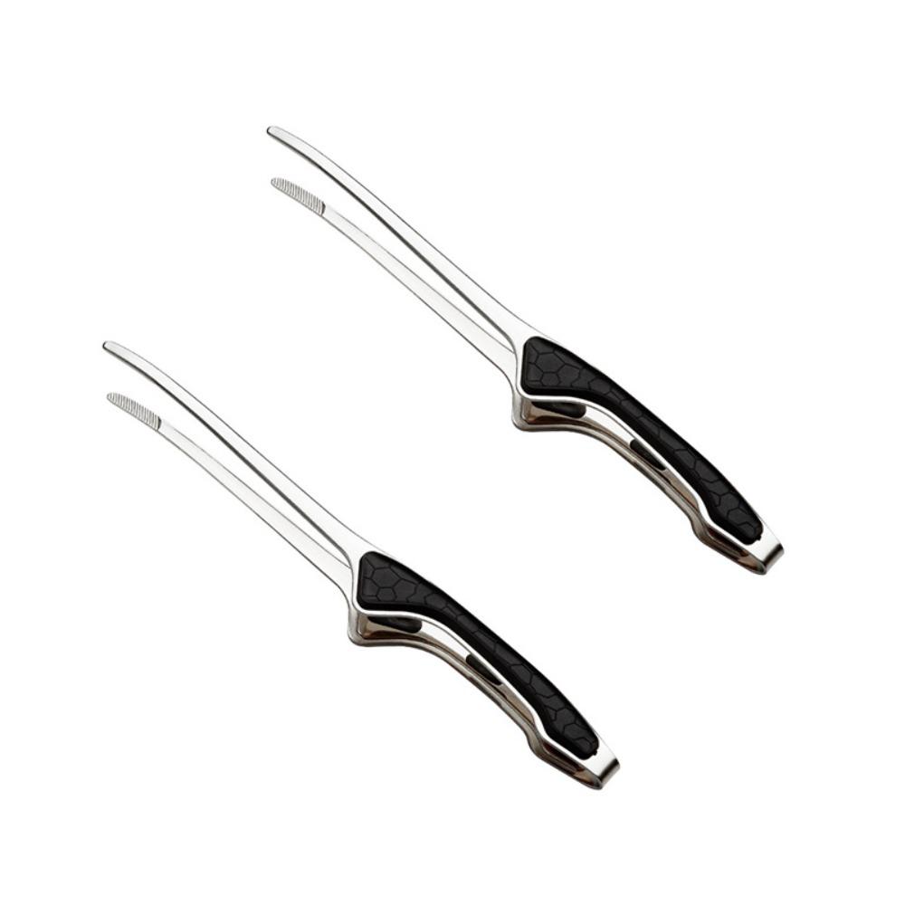 2 Piece Anti-scald Food Tongs Anti-slip Bread Clip Kitchen Gadget Barbecue Tong  Restaurant чёрный/серебряный
