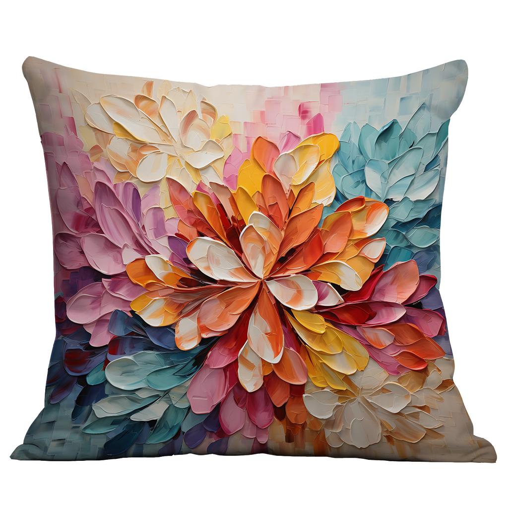 New Flower Pillowcase Imitating Three-dimensional Oil Painting Style Creative Floral Home Living Room Sofa Cushion Pillowcase