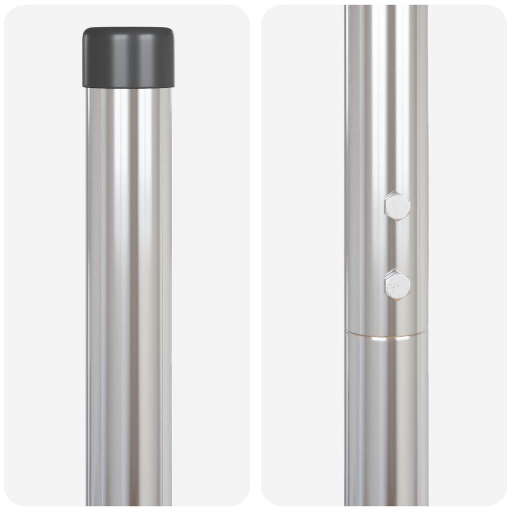 Fence Post Set 2 Pcs Silver Powder Coated Steel