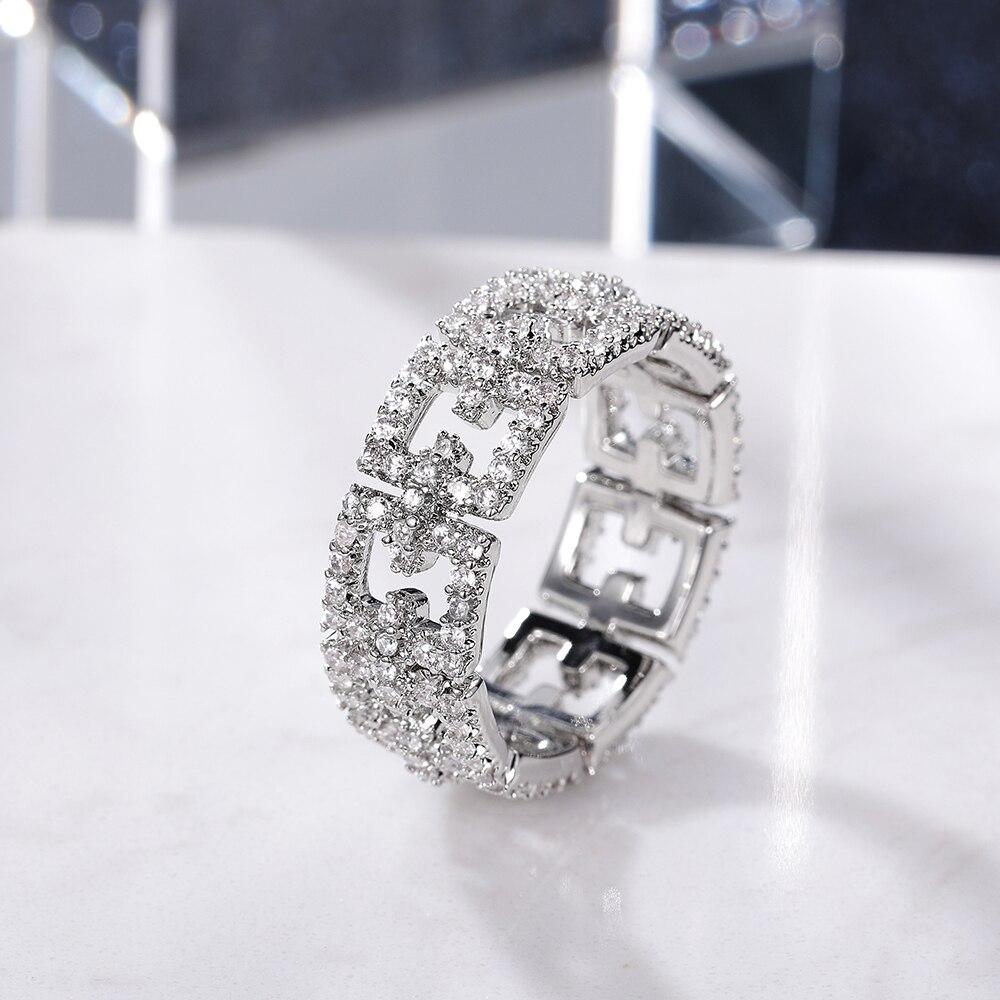 Stylish Brilliant Women Wedding Band Rings Full Paved Shiny CZ Promise Love Ring Versatile Statement Jewelry High Quality