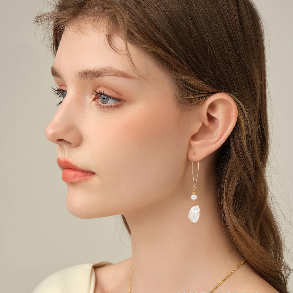 UNICRAFTALE 50Pcs Real 18K Gold Plated Earring Hooks V-Shape Ear Wires Metal Earring Hooks with Horizontal Loop Metal Ear Wires Drop Earring Hooks