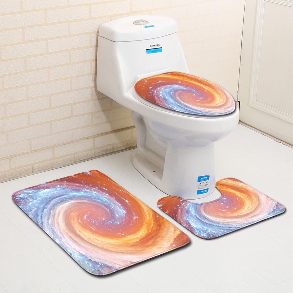 Bemalte Badezimmer-Toilette Dreiteiliges Bodenmatten-Kombinationsset Haushalts-Fußmatte Küche Saugfähiger Rutschfester Teppich