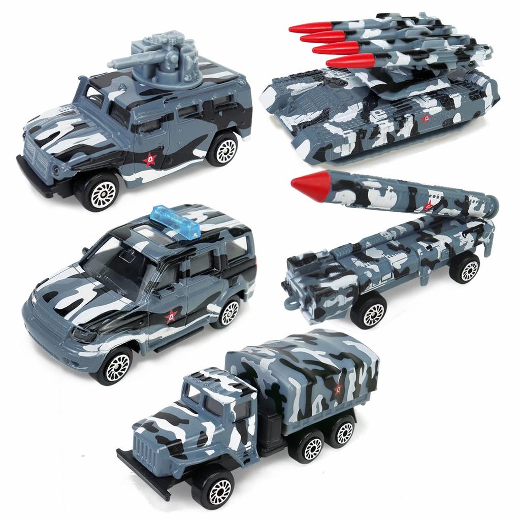 Alloy Tank Military Vehicle Armored Light Armored Mobile Work Model Car Kids Christmas Gift 5-Piece Set, Vehicle, Vehicle, Vehicle, Set, Camouflage,