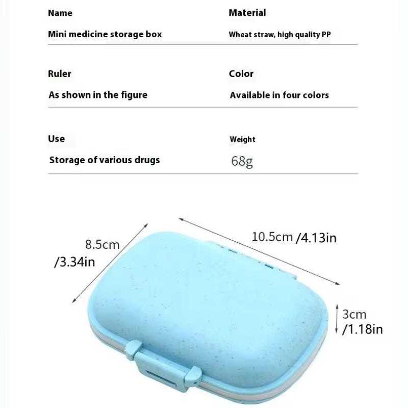 1Pc Portable 8-Compartment Sealed Pill Box Moisture-Proof One-Week Pill Box with Cover Double-Layer Dispenser Medicine Box