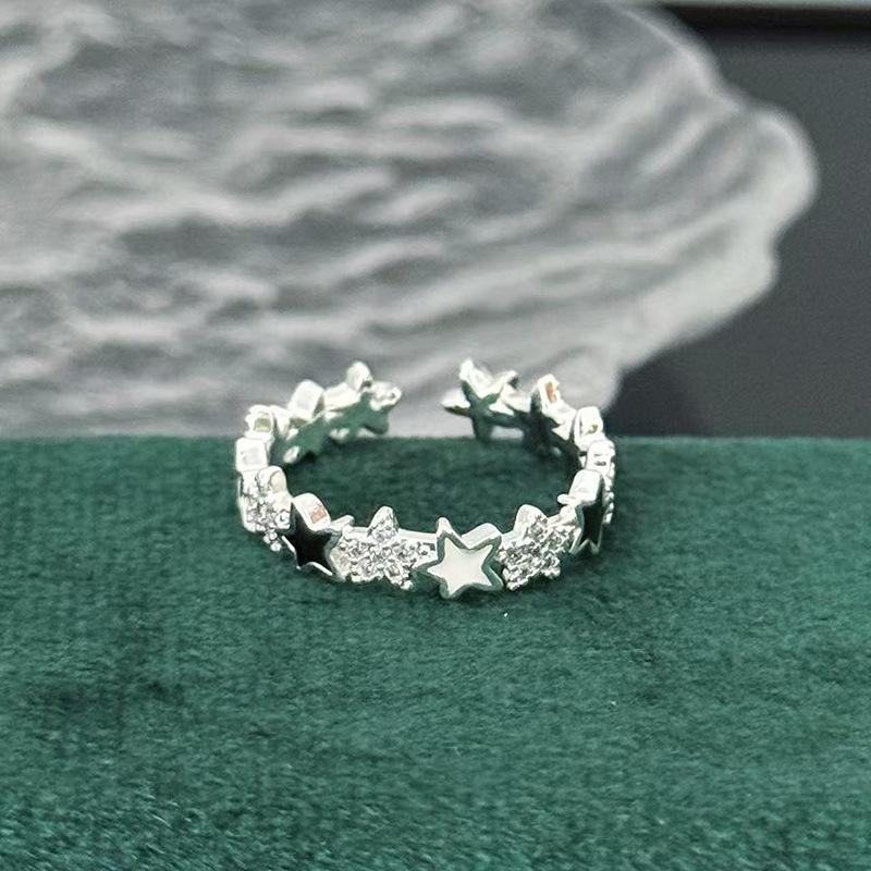 Simple Lace Hollow Open Ring Women'S Light Luxury Micro-Inlaid Zircon Temperament Sweet Jewelry