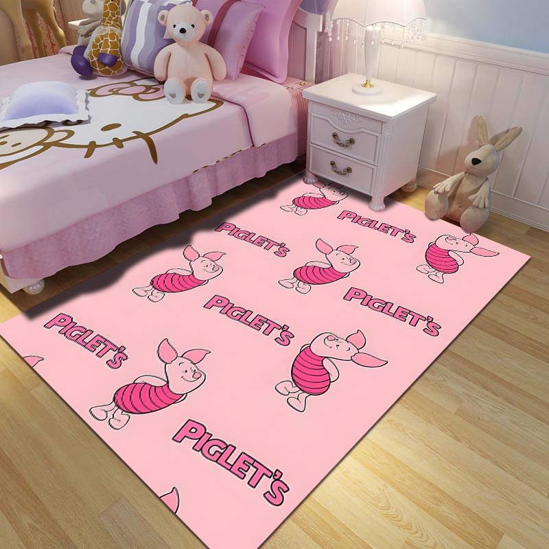 1PC Winnie The Pooh Piglet Printed Carpet Living Room Bedroom Kids Room Large Area Decor Non-slip Floor Mat Kids Play Area Rug
