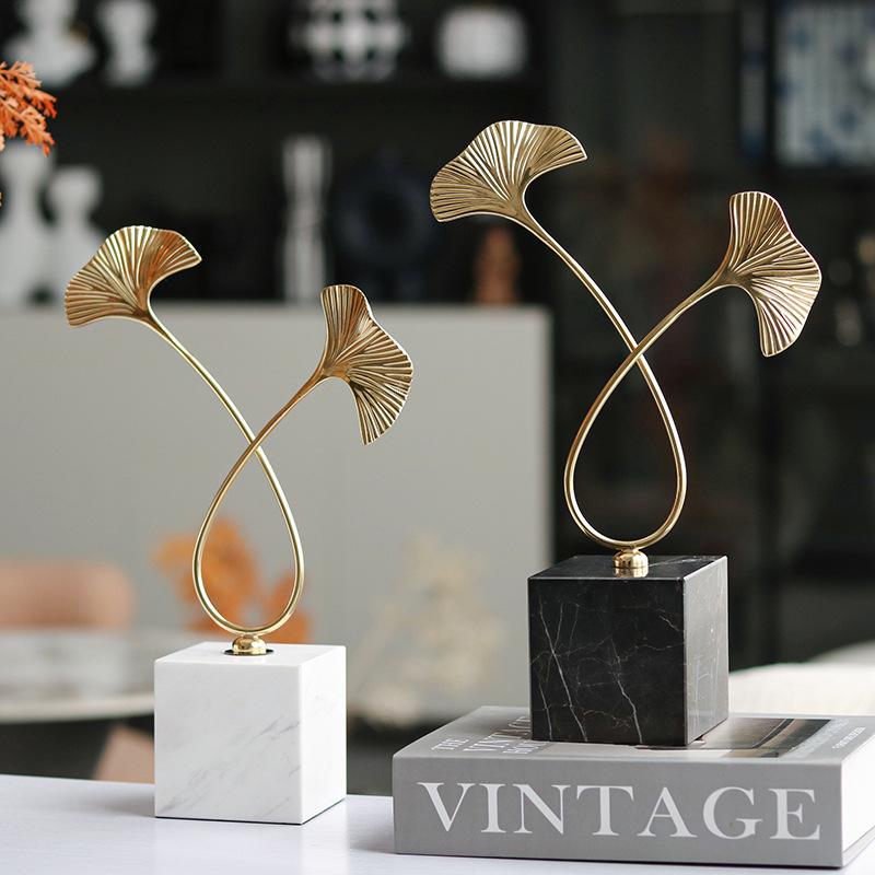 New Chinese Style Light Luxury Ornaments, Ginkgo Leaf Soft Ornaments, Living Room Entrance Model Room, B&B Hotel, Zen Furnishings