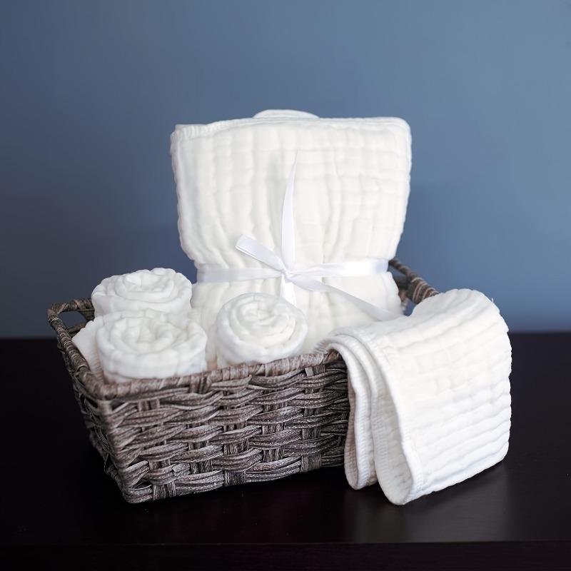 6 Pack White Cotton Muslin Burp Cloths 6 Layer Absorbent Baby Bibs Hand Washable for Boys Girls Newborn Drool Spit Up Cloths