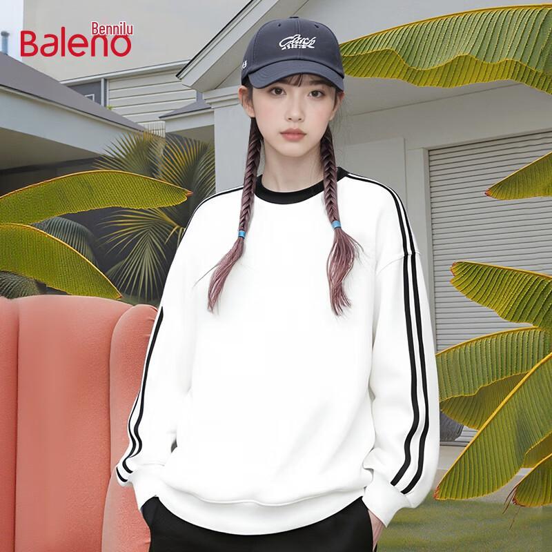 Baleno Women's American Retro Striped Round Neck Sweatshirt