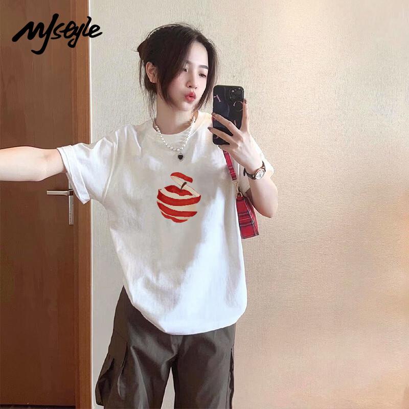 MJ Style Apple Peel Graphic T-Shirt M