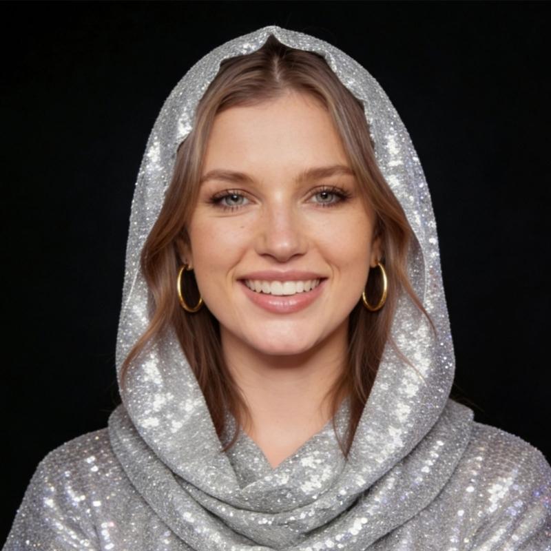 Sequined Head Scarf for Women Islamic Turban Glitter Scarf Solid Color Headscarf Hijab for Parties or Daily
