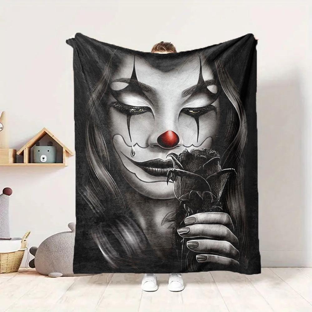 Clown Rose Flannel Blanket Throw Blanket Soft Warm Sofa Bed Camping Car home Decor Unique Christmas Gift C930372