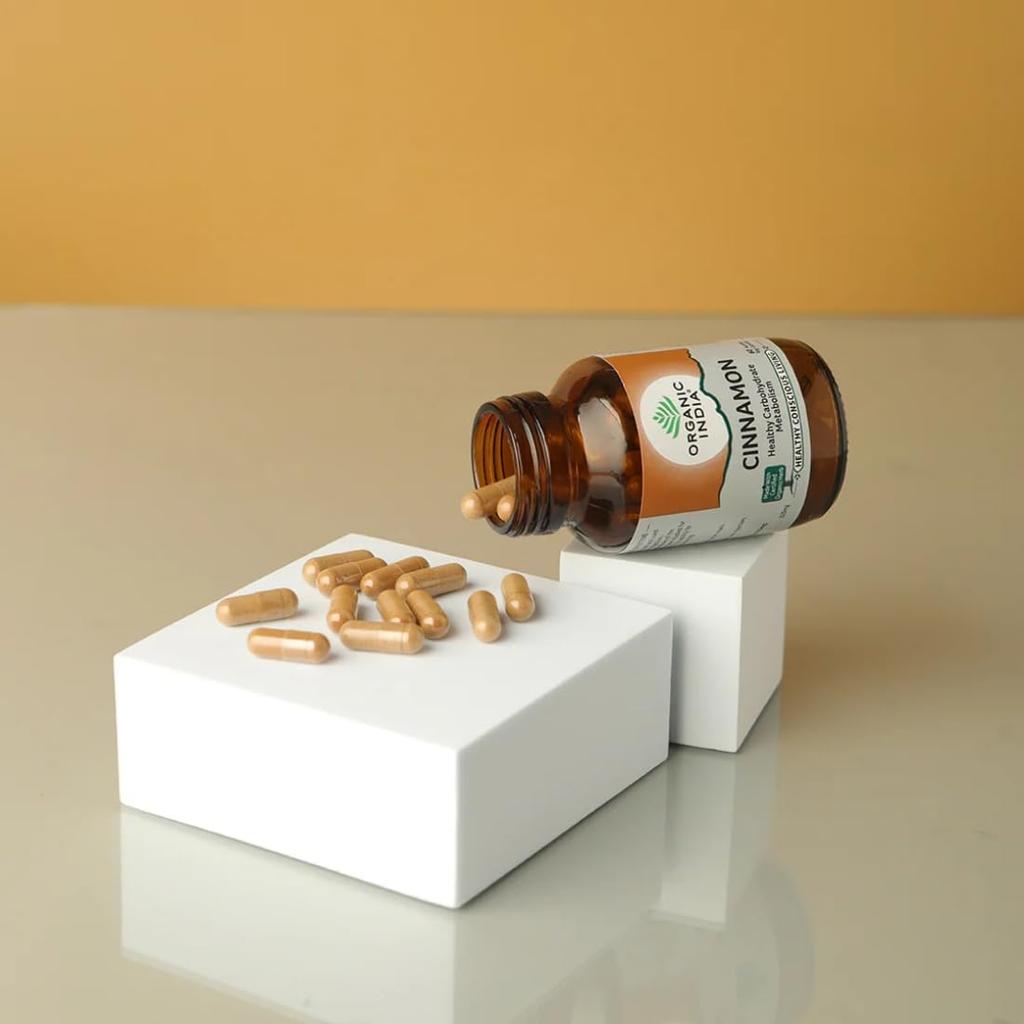 Organic India Cinnamon Veg Capsules 60 Count Pack of 2 for Healthy Metabolism and Digestive Support
