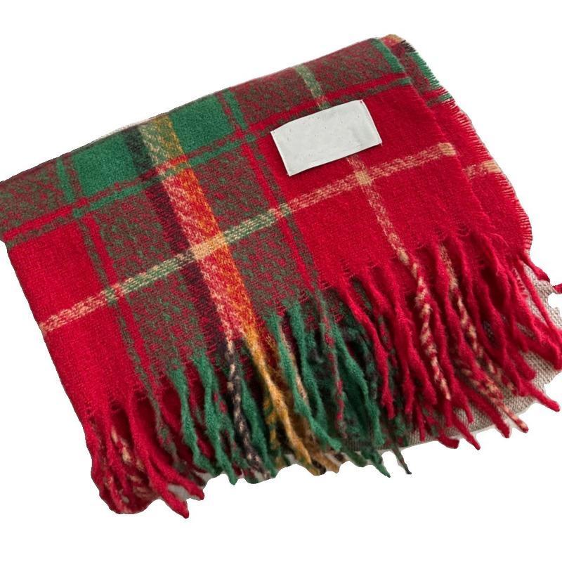 Christmas new red plaid scarf girls winter new versatile warm scarf shawl tide