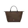Longchamp Le Pliage Green Logo Kontrastdesign Nylon Knödel-Tragetasche Medium Damen-Tragetaschen Mokka-Braun 1623919002