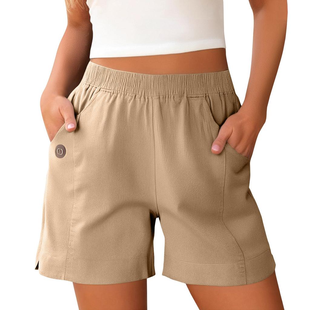 Damesshorts Hoge taille Trekkoord Knielange shorts Elastische comfortabele shorts met zakken