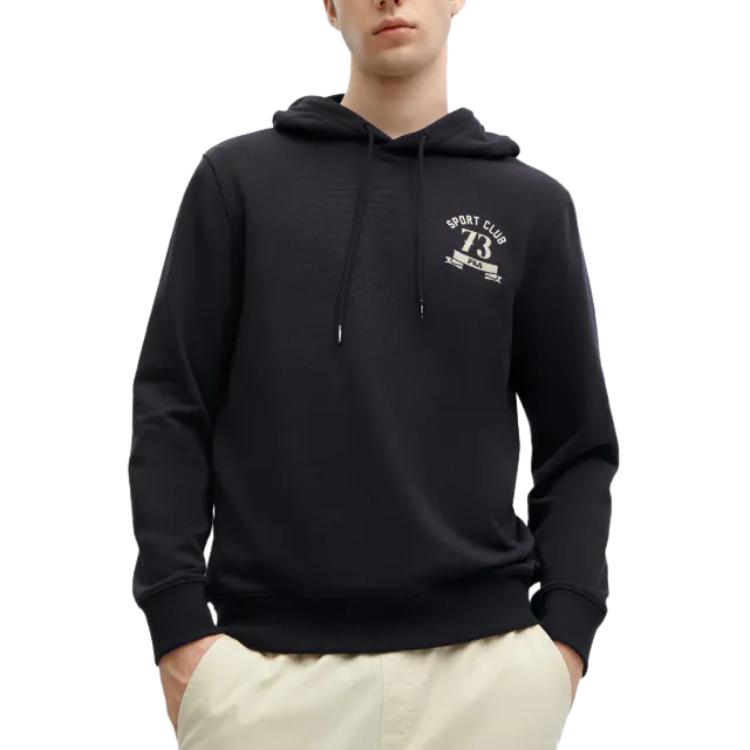 FILA Letter And Number Print Casual Hoodie Men hoodies Legendary-Blue F11M419206F-NV