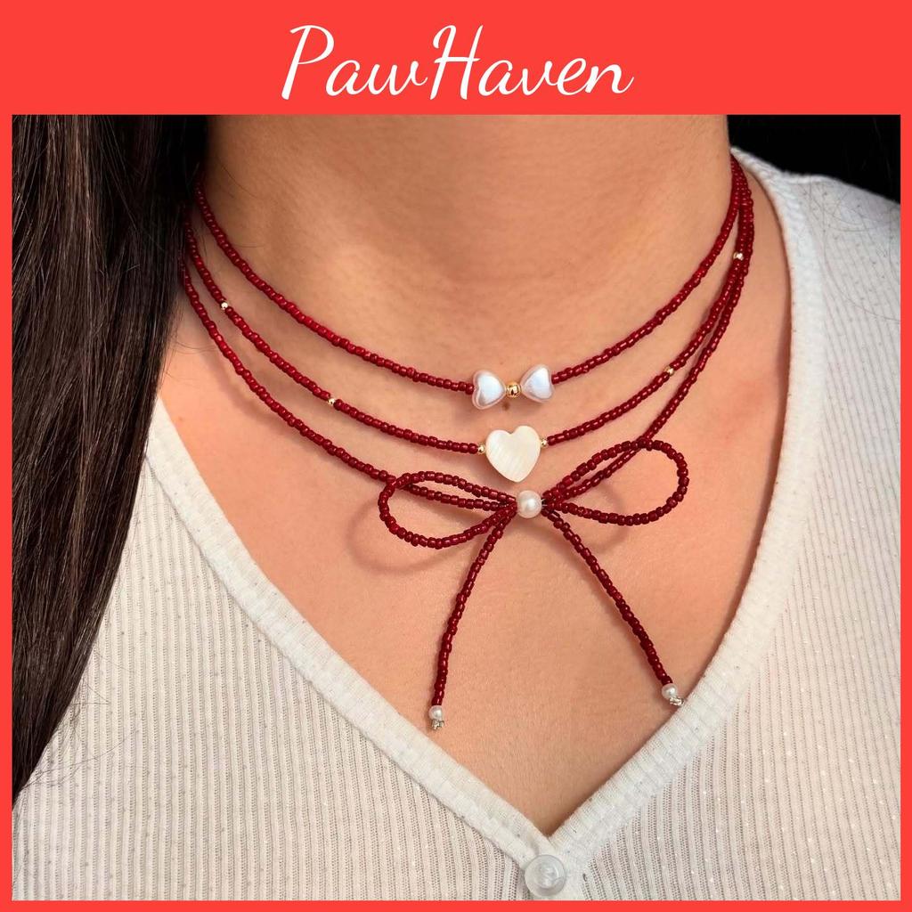 Handcrafted Butterfly Bow Pearl Necklace For Women Summer Fashion Accessory