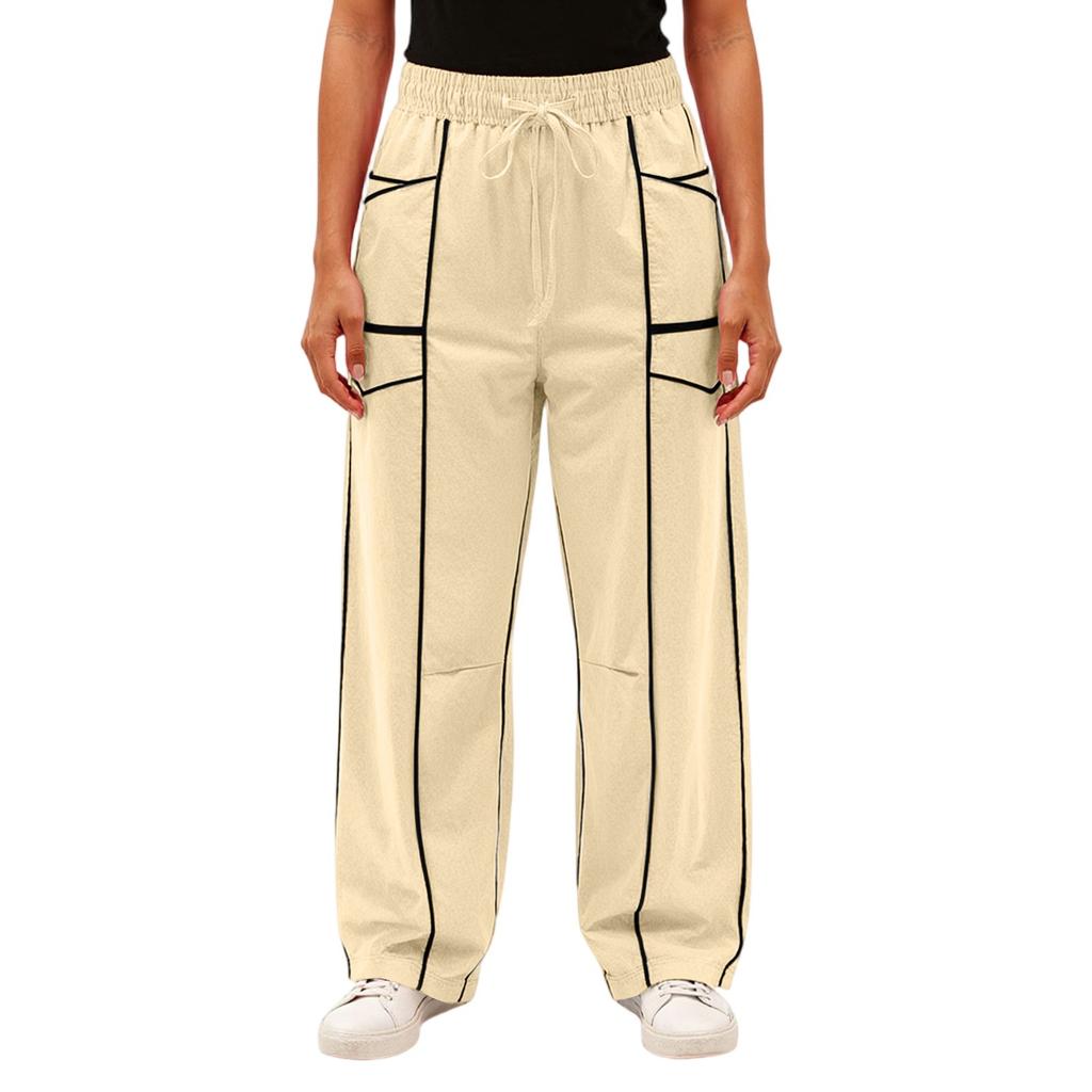 Women's Wide Leg Pants With High Waisted Straight Leg And Spliced Pocket Casual Pants