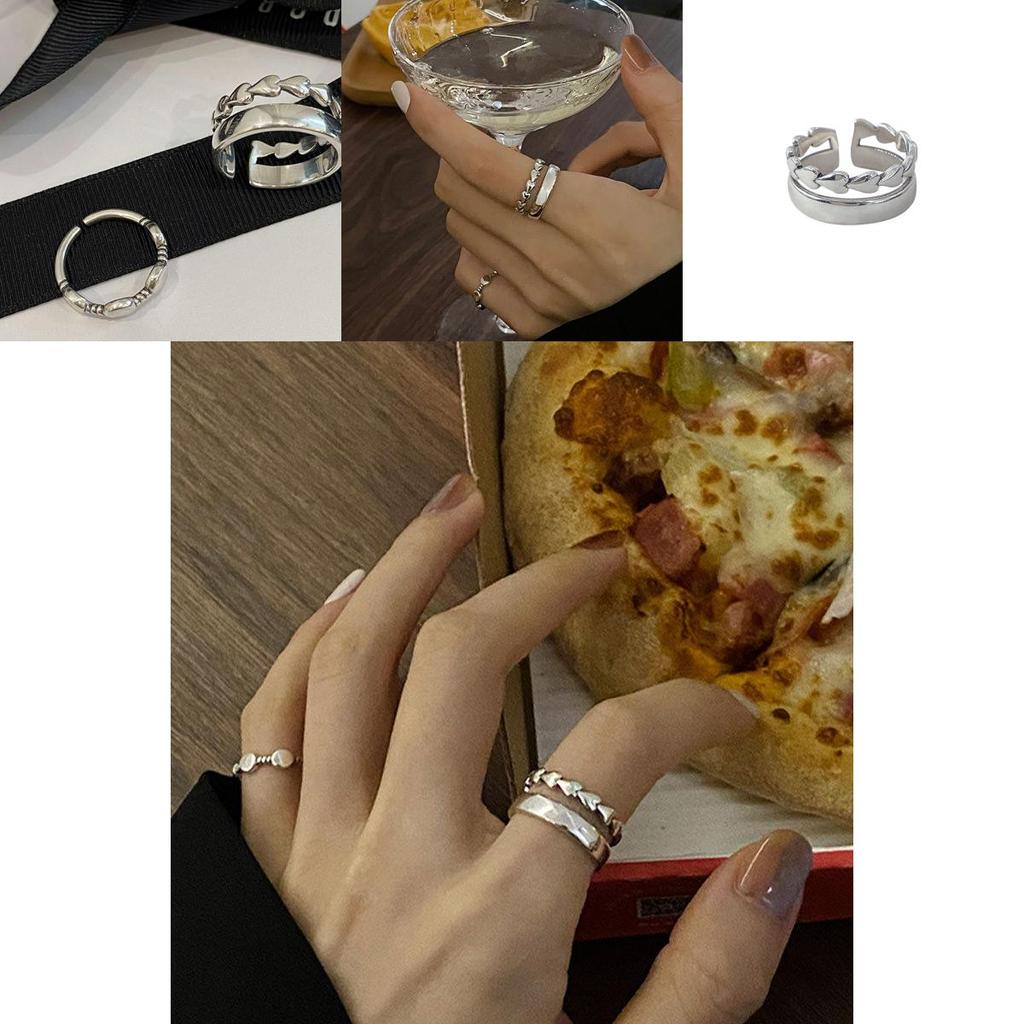 Adorable Korean-inspired Adjustable Heart Shaped Double Layer Silver Ring 2021 Trendy Design For Fashion Enthusiasts