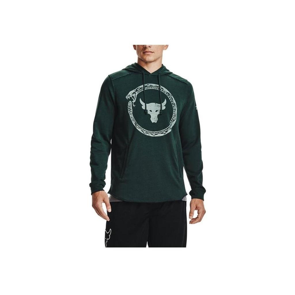 Under Armour Project Rock Logo Print Training Hoodie Men Green 1361747-384