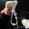 Phone Chain with Rhinestones, Colorful Heart Phone Chain Strap, Wrist Strap, Handmade Crystal Beaded DIY Flower Chain