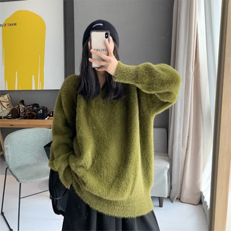 Svetr pro ženy Podzim Zima Zesílený Pulovr Teplý Pletený Pruhovaný Kulatý výstřih Základní vrstva Pružný Dlouhý rukáv Oversize Svetr Topy