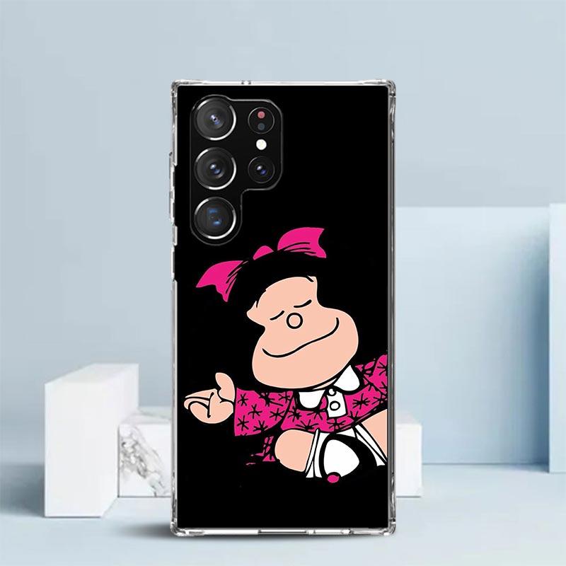 Cartoon Cute Mafalda Phone Case For Samsung Galaxy S24 S25 Edge S26 Ultra S22 S23 Plus S21 + S20 FE Soft TPU Back Cover Galaxy S