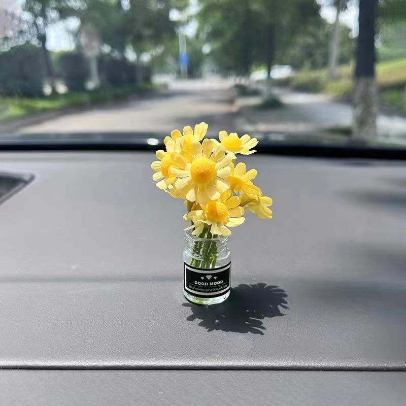 Sunflower Mini Car Ornament - Interior Center Console Decoration, Hot Selling Dollhouse Accessory