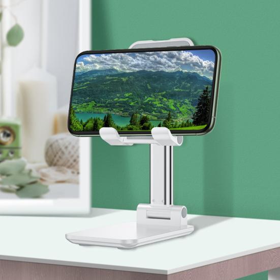 Adjustable Foldable Phone Stand Portable Desktop Holder for Tablets Smartphones Non-Slip Scratch-Proof Phone Mount for Video Calls Streaming Travel