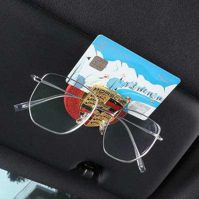 Car Emblem Sunglasses Clip Holder Leather Car Sun Visor Clip For Porsche Panamera Cayenne Taycan 911 718 Macan Carrera-GT 928