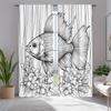 Animal Print Curtains Floral Fish Marine Life Design Kitchen Dcor Curtain Polyester Ideal For Window