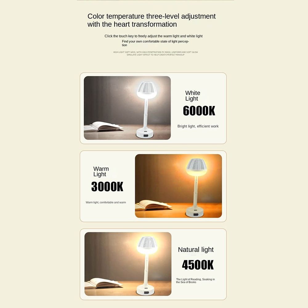 Adjustable Touch Night Light Tri Color Table Lamp Simple Telescopic Reading Desk Lamp  Student
