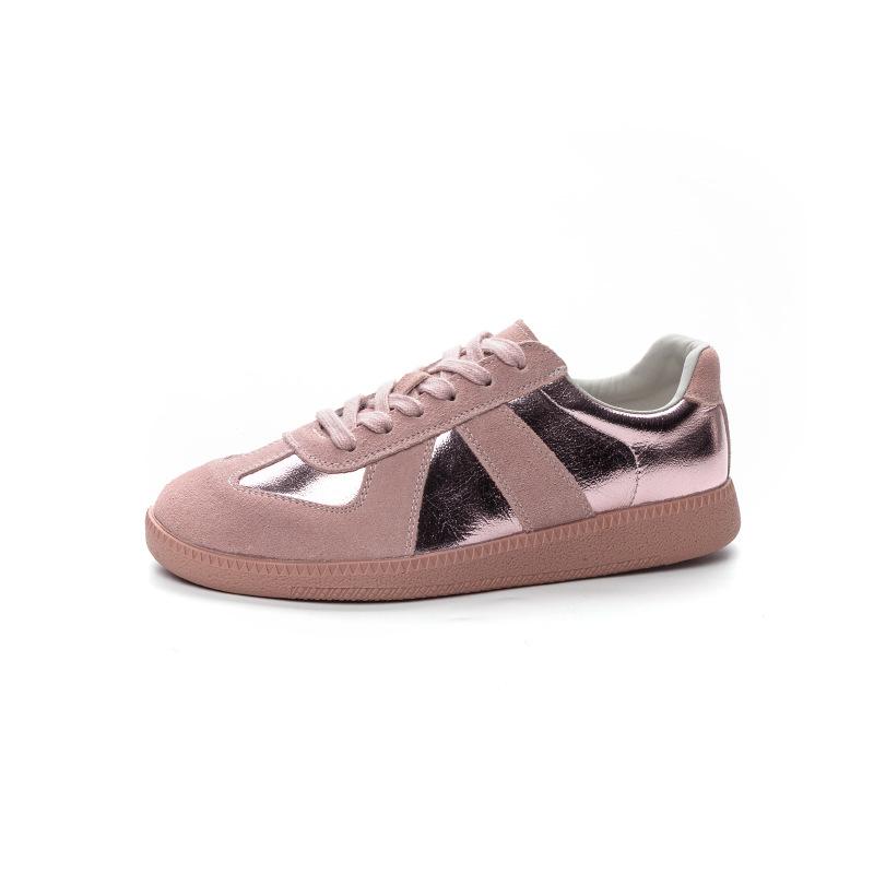 

Women s spring new color matching leather sports casual flat baseplate shoes 40 розовый