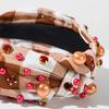 Hot-selling Fashion Checkerboard Fabric Knotted Beads Drill Headband Versatile Hair Accessories Women